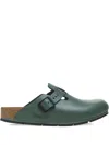 Birkenstock Boston "thyme" Leather Mules In Green