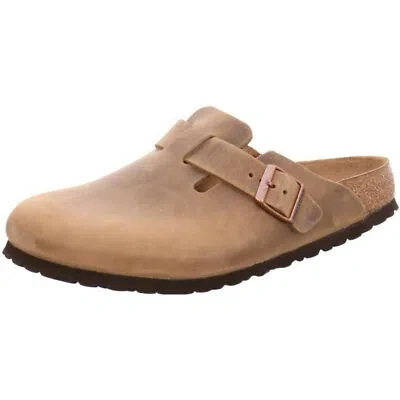 Pre-owned Birkenstock Boston Tobacco Brown Leather Oiled Clogs Mules Slides Narrow