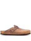 Birkenstock Boston Leather Slippers In Brown