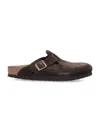 Birkenstock Boston Unisex Suede Mule In Brown