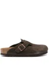 Birkenstock Boston Unisex Suede Mule In Brown