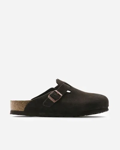 Birkenstock Womens Mocha Boston Suede Clogs In Brown