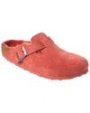Birkenstock Boston Vl Narrow Suede & Shearling Clog In Red