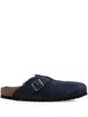 Birkenstock Boston Shearling Suede Sandals In Blue