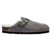 Birkenstock Boston Shearling Regular Sandals In Stone Coin In Gray