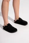 Birkenstock Boston Fur Womens Suede Shearling Clogs In Black