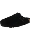 Birkenstock Boston Vl Shearling Suede Mules In Black