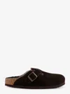 Birkenstock Boston Vl/shearling Suede Mule In Brown