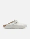 Birkenstock Boston Suede Sliders In White