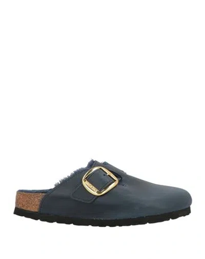Birkenstock Bostonbuck Woman Mules & Clogs Navy Size 7 Leather In Blue