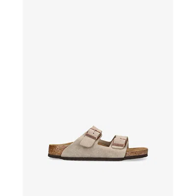 Birkenstock Boys Taupe Kids Arizona Two-strap Suede Sandals 4-9 Years