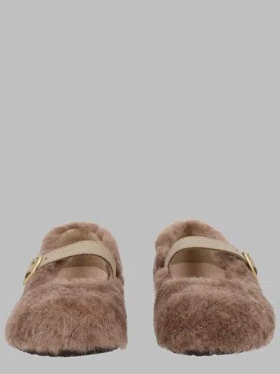 Birkenstock Santa Clarita Ballerina Flats With Mini Silhouette In Brown
