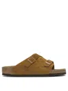 Birkenstock Toe Open Suede Cork Sandals In Brown