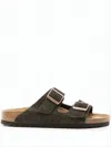 Birkenstock Brown Leather Mule Sandal With Adjustable Buckles In Brown