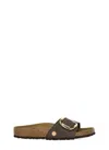 Birkenstock Madrid Raffia Big Buckle Carafe Sandal In Brown