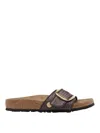 Birkenstock Madrid Raffia Big Buckle Carafe Sandal In Brown
