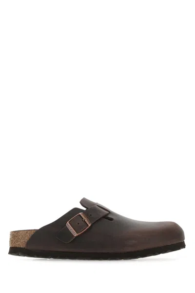 Birkenstock Brown Nabuk Boston Slippers In Habana