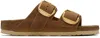 Birkenstock Arizona Big Buckle Genuine Shearling Lined Sandal In Cognac