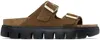 Birkenstock Arizona Buckle Suede Flatform Sandals In Dark Tea