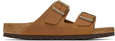 Birkenstock Brown Regular Arizona Sandals In Cognac Oiled Leather