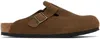 BIRKENSTOCK BROWN REGULAR BOSTON SLIP-ON LOAFERS