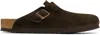 Birkenstock Brown Regular Boston Soft Footbed Slip-on Loafers In Mocha Suede