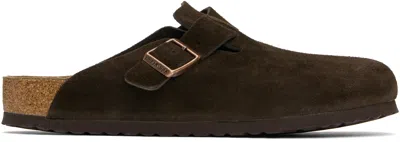 Birkenstock Brown Regular Boston Soft Footbed Slip-on Loafers In Black