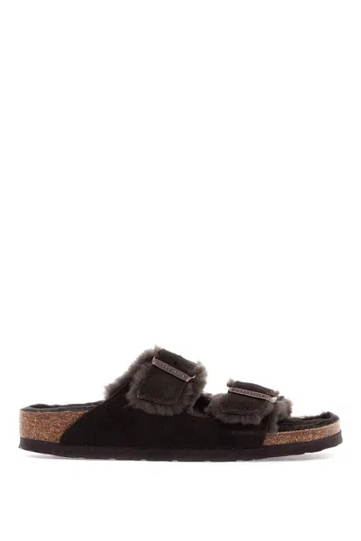 Birkenstock Brown Suede Arizona Shearling Slippers