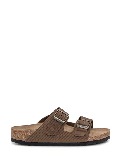 Birkenstock Brown Suede Arizona Slippers In Darktea