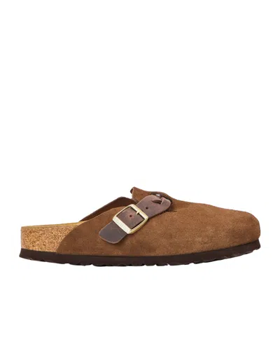 Birkenstock Brown Suede Buckle Mule