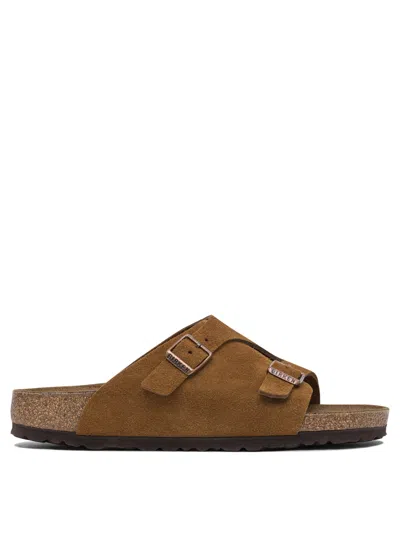 Birkenstock Zurich Suede Slides In Brown