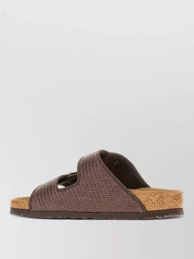 Birkenstock Browne Raffia Arizona Sandals Cork Sole In Multi