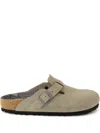 Birkenstock Buckle Boston Mules In Brown