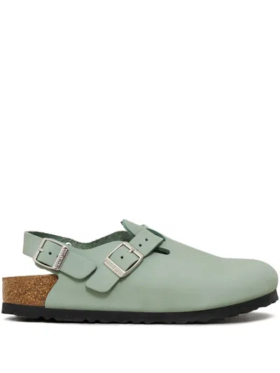 Birkenstock Buckle-detail Slingback Flat Mules In Green