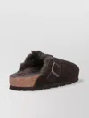 Birkenstock Buckle Detail Suede Mules With Cork Sole