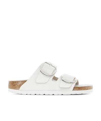Birkenstock Womens White Arizona Double-strap Patent-leather Flat Sandal