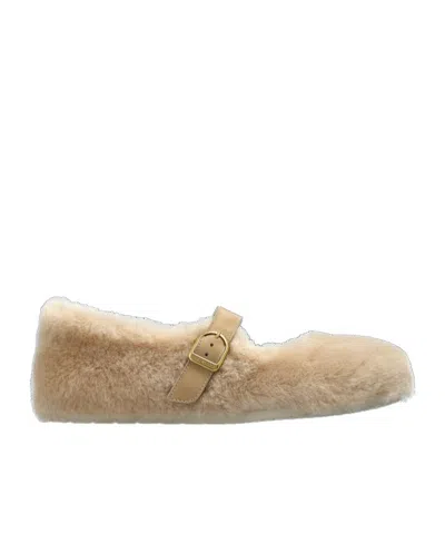 Birkenstock Buckle Flats In Brown