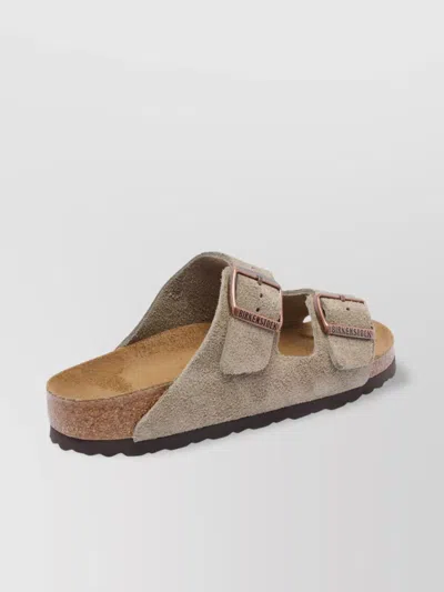 BIRKENSTOCK BUCKLE LOGO SUEDE SANDALS