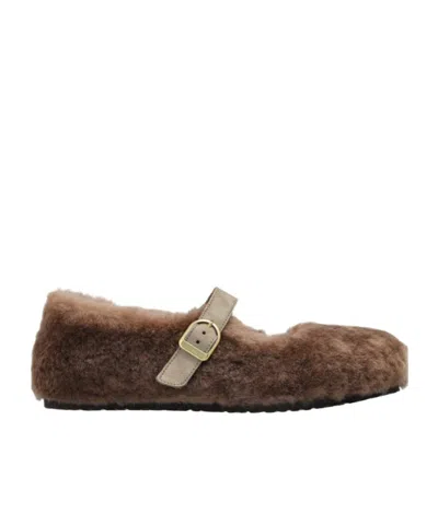 Birkenstock Santa Clarita Buckled Ballet Flats In Brown