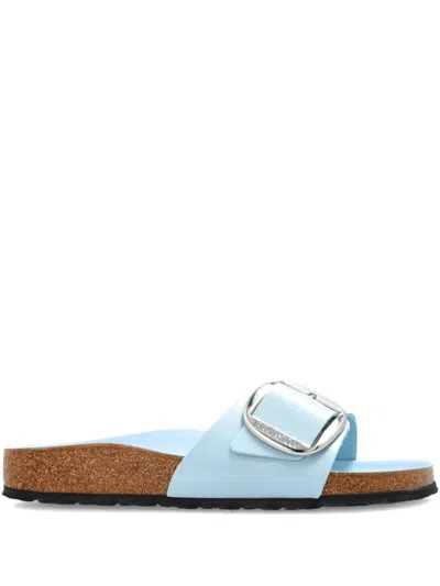 Birkenstock Buckle Patent Leather Flat Sandals In Blue