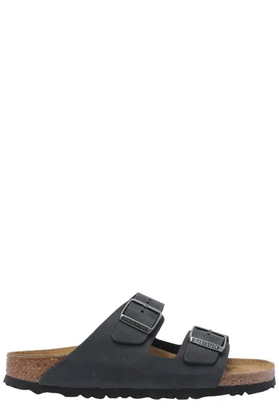 Birkenstock Buckle Slide Sandals In Black