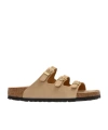 Birkenstock Beige Leather Florida Slippers In Brown