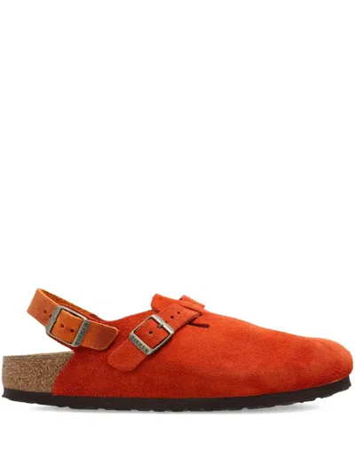 Birkenstock Buckle Strap Mules In Orange