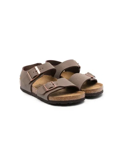 Birkenstock New York Faux-leather Sandals 4-9 Years In Brown