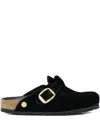 Birkenstock Boston Big Buckle Piping Rivet Logo In Black