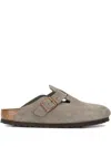 Birkenstock Buckle Suede Mules In Gray