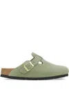 Birkenstock Buckle Suede Mules In Green