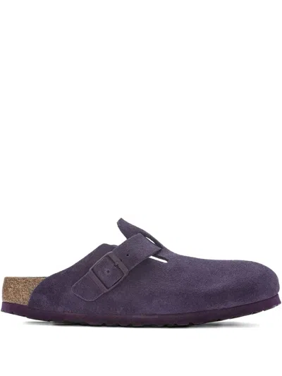 Birkenstock Buckle Suede Mules In Purple
