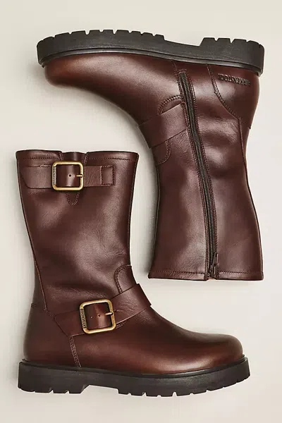 Birkenstock Buckle Up Moto Boots In Brown