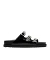 Birkenstock Florida Dbuckle Exquisite Shine Fit S Shoes In Black